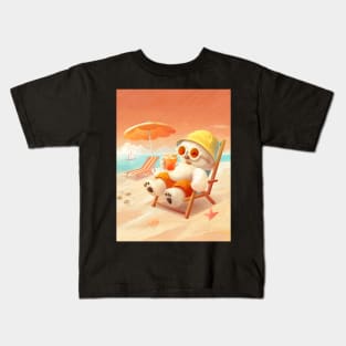 Smile Dog drinks cocktails on the beach chair Kids T-Shirt